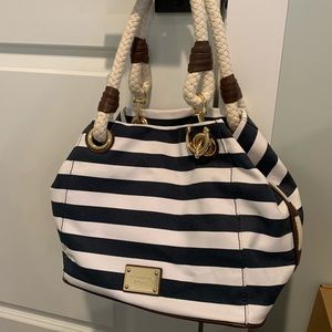 Michael Kors Marina Navy & White Canvas Bag